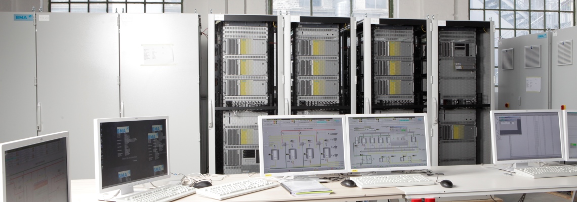 control cabinet and laptops